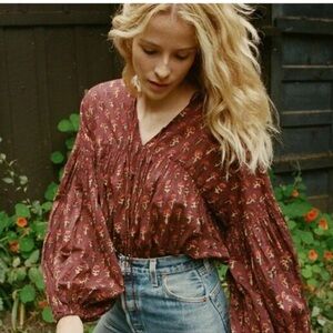 Doen Petunia happy flower blockprint Blouse